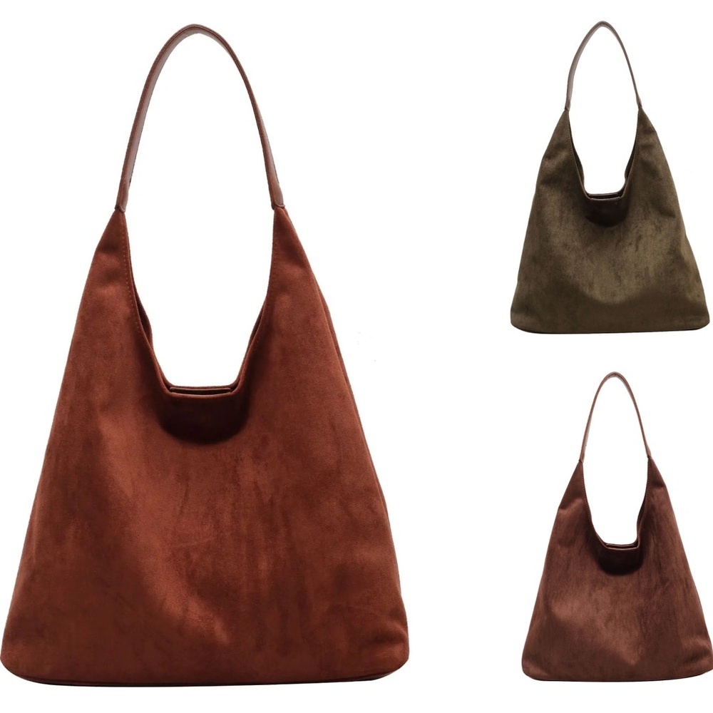 Suede Hobo Tote Bags for Women with Leather Clutch Purse
Brown Coffee Green